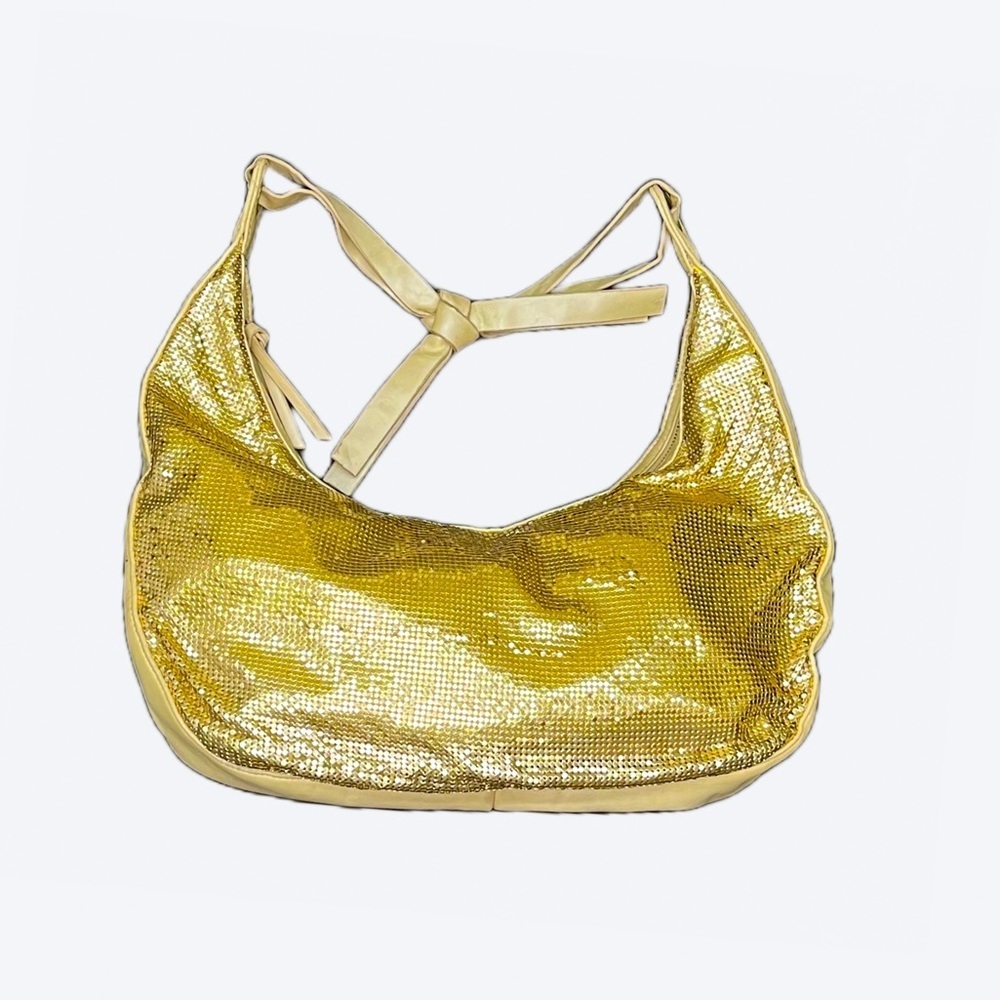 LuLu Gold Metal Chain Mail Mesh Crescent Shoulder Bag